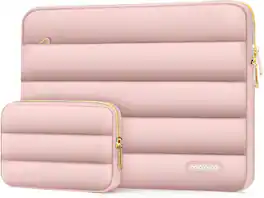 mosiso - Puffy Laptop Sleeve 13-13.3 inch for MacBook Air 13 13.6 M4 M3 M2 M1/Pro 13/Pro 14, HP Dell ASUS Lenovo - Pink