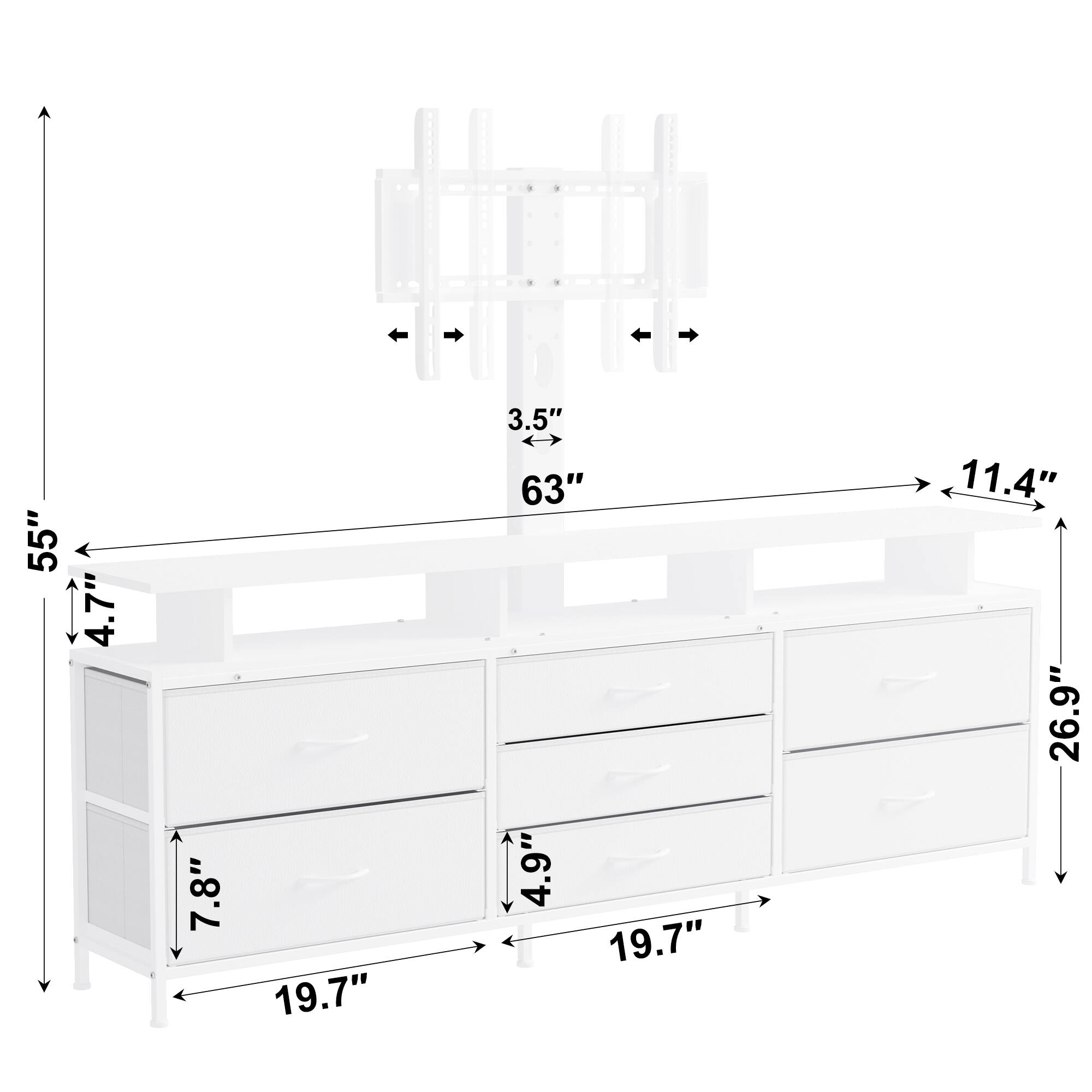 55" H  
4.7"  
7.8"  
19.7"  
3.5"  
63"  
4.9"  
19.7"  
11.4"  
26.9"