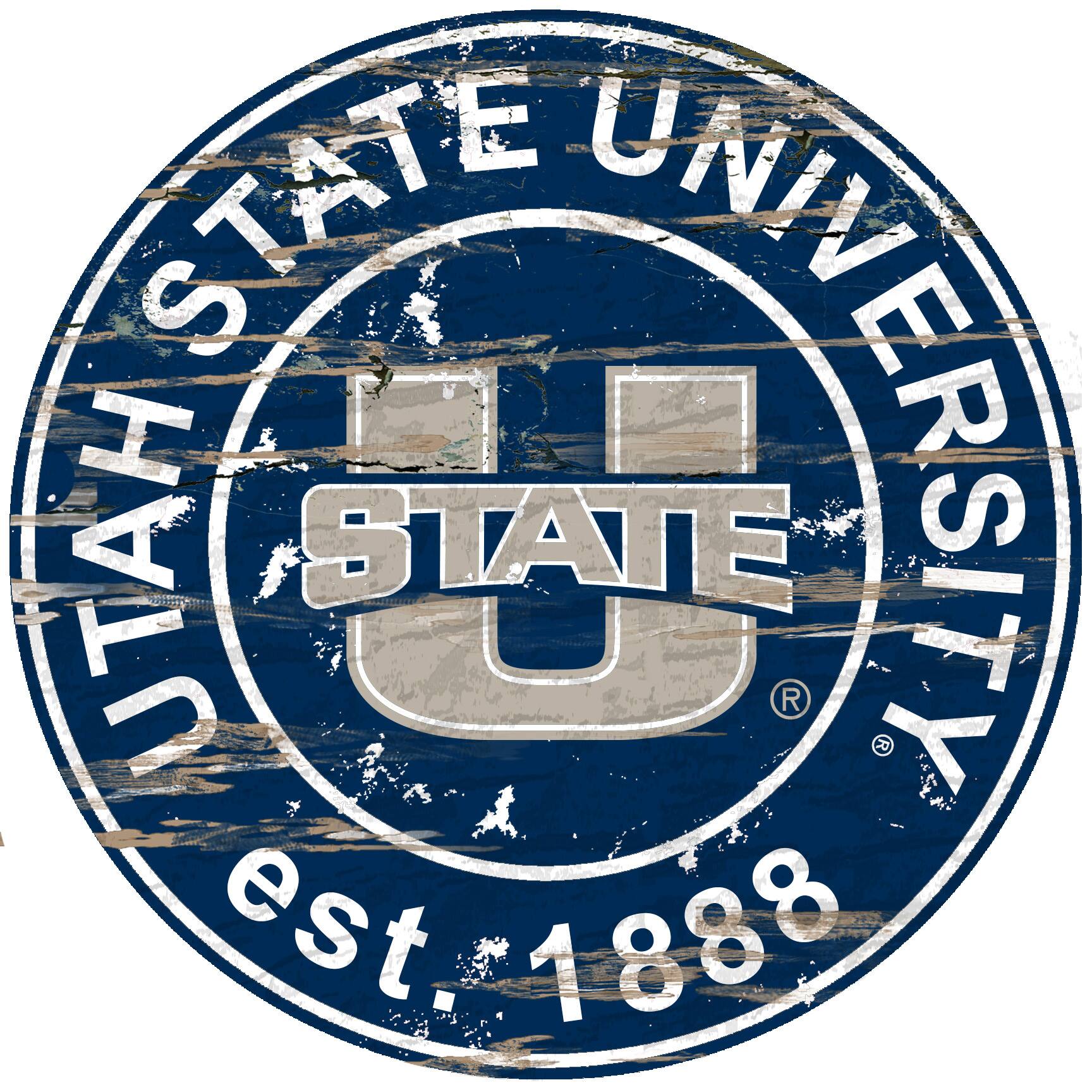Utah State Aggies 23.5" Distressed Round Sign