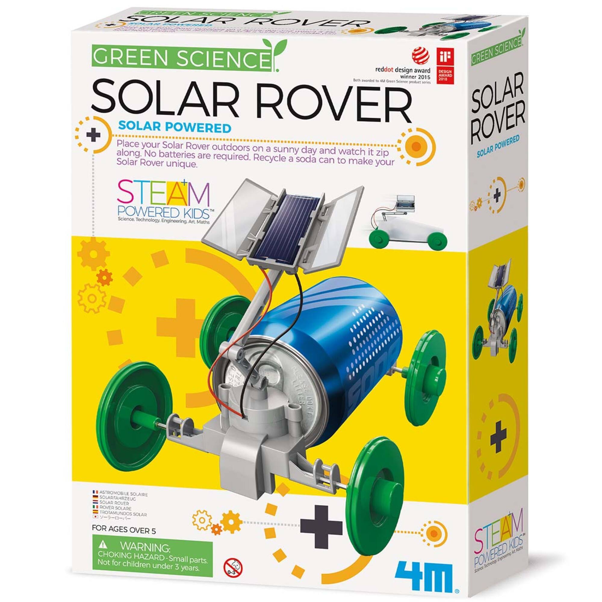 4M - Green Science Solar Rover - DIY Vehicle Building Kit, Renewable Energy Powered Robot - Mulitcolor