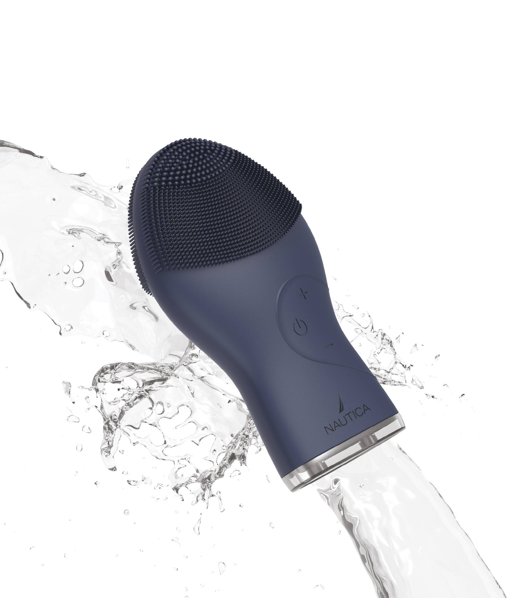 Nautica - Sonic PC120 Facial Cleansing Brush Made with Soft Silicone, Waterproof, Rechargeable Vibrating Face Scrub Brush - Navy