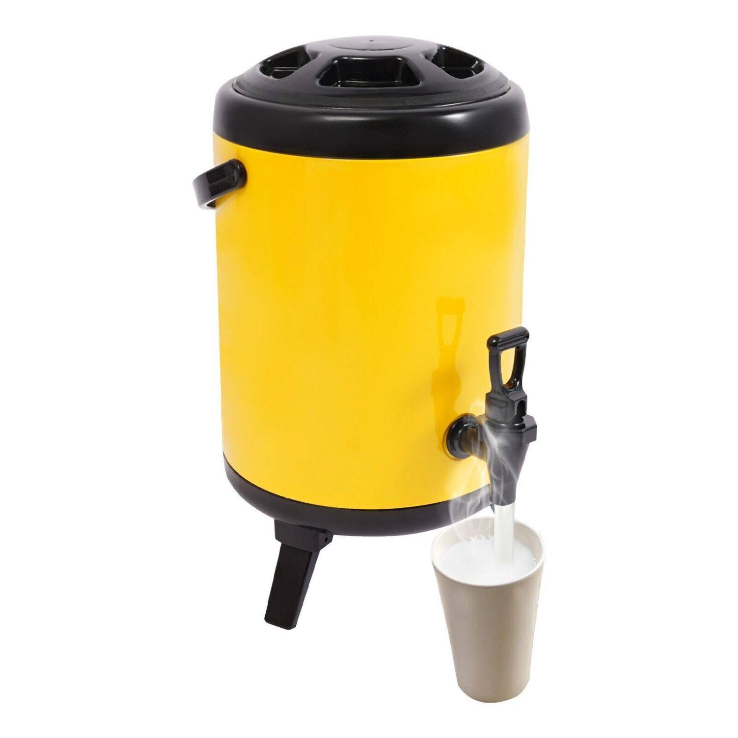 Back. Stock Preferred - Stainless Steel Insulated Beverage Dispenser with Spout - Yellow.