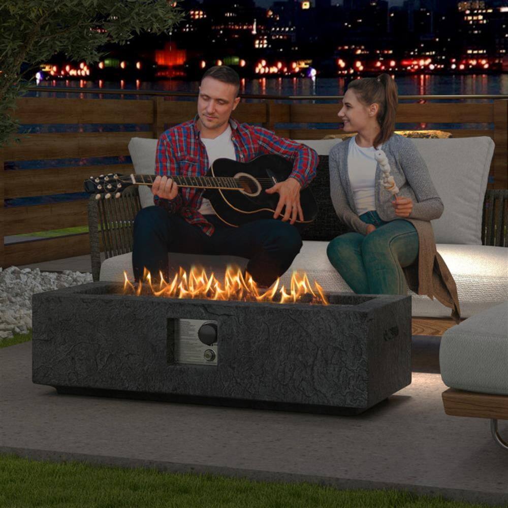 Angle. Kadyn - Fire Pit Outdoor Smokeless Fire Pit425 Inch 50000 BTU Fire Pit Table Set with Stainless Steel Burner - Gray.