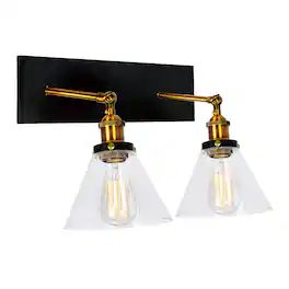 CWI Lighting - Eustis 2 Light Wall Sconce With Finish - Black & Gold Brass
