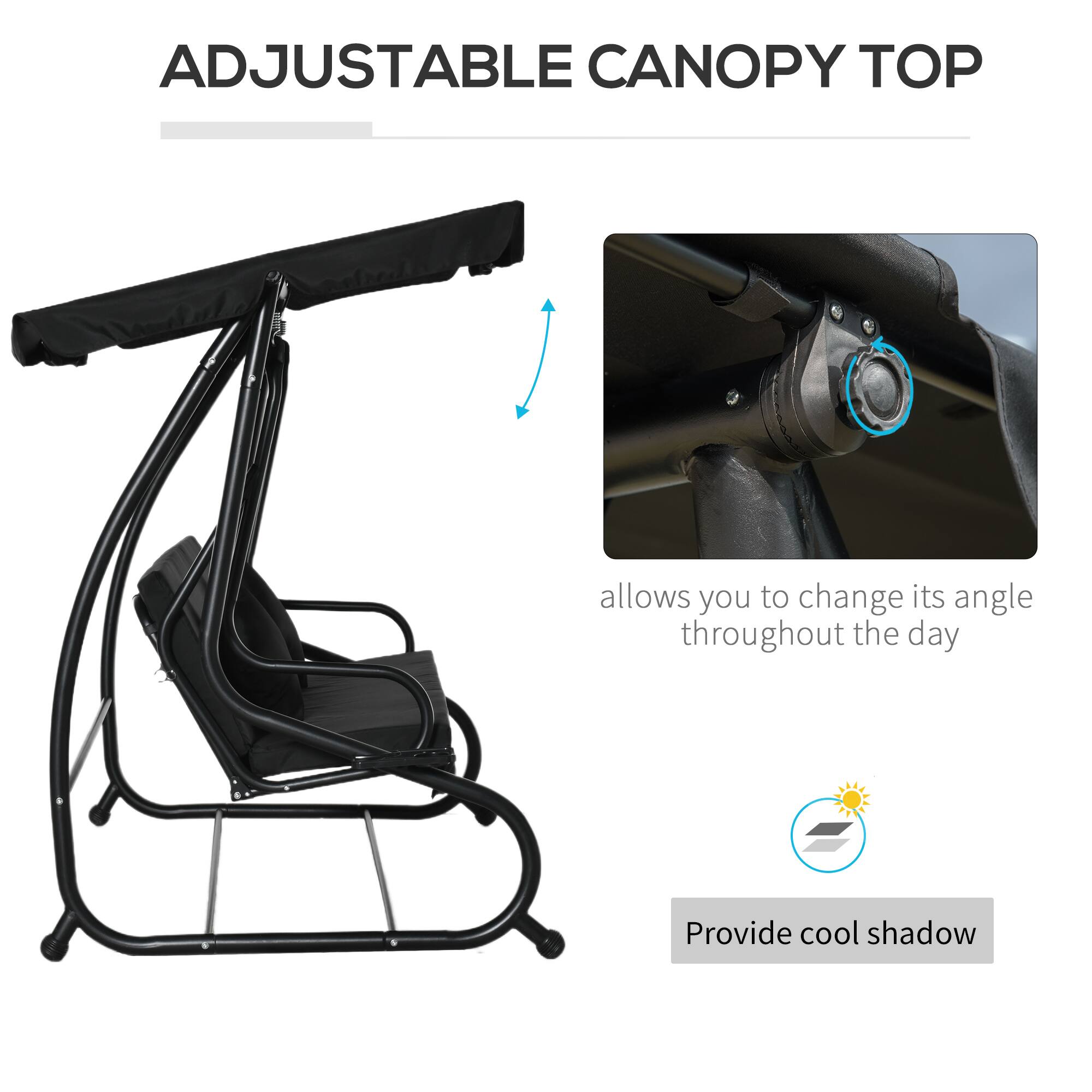 ADJUSTABLE CANOPY TOP

allows you to change its angle throughout the day

Provide cool shadow