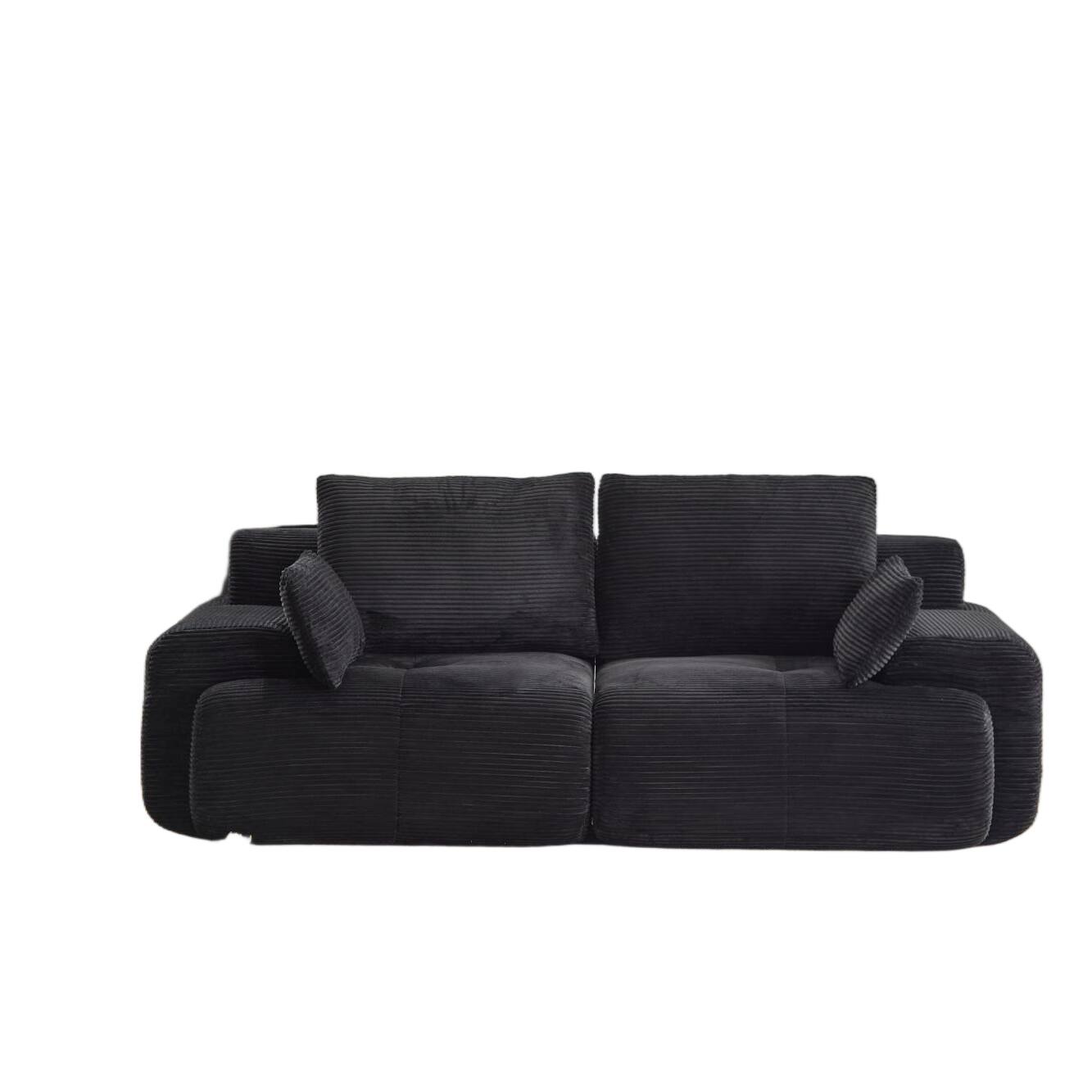 Alt View 1. Whisen - 2-Seater Modular Corduroy Sofa, Memory Foam Cloud Couch, Deep Loveseat for Living Room, No Assembly - Black.