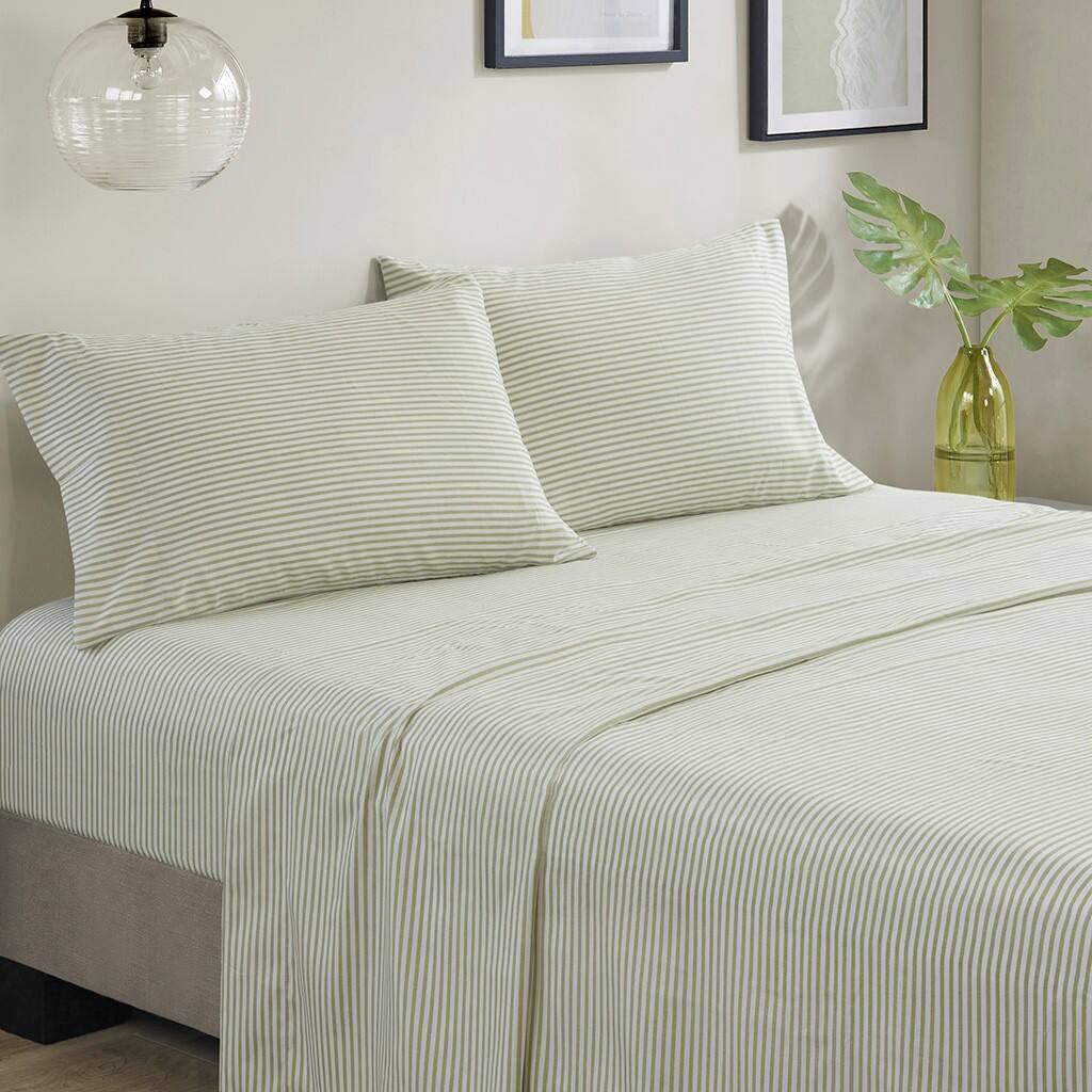 Alt View 2. Gracie Mills - Gracie Mills Ware Striped Comforter Set with Bed Sheets - Green/Grey.