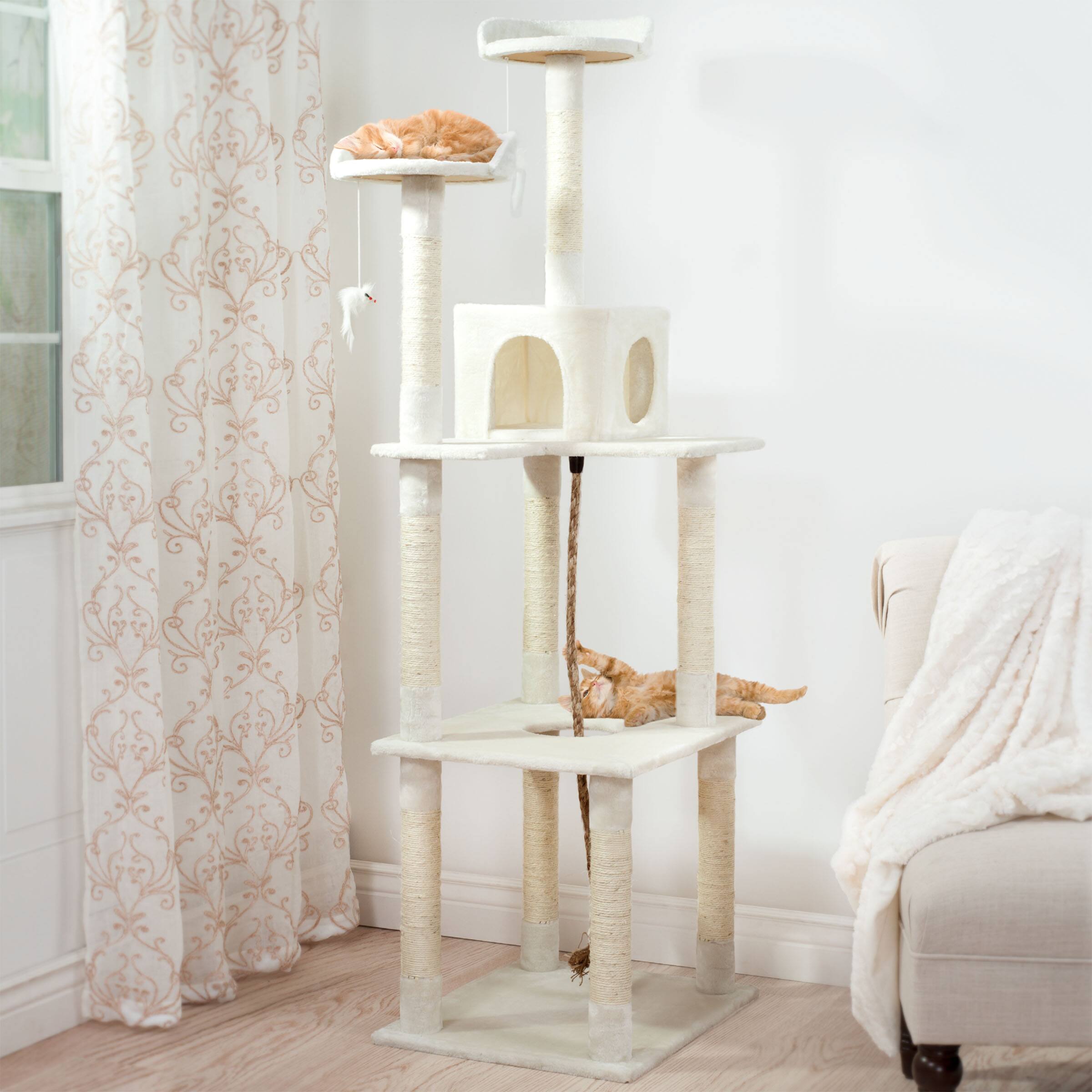 PetMaker Cat Tree 6 Ft Cat Tower for Indoor Cats with Napping Perches ...