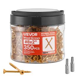 VEVOR - Wood Screws 350 PCS, #8 x 2-Inch Anti-Rust Coated, Exterior Deck Screw Torx/T25 Star Drive, Metal Rust-Resistant - Gold