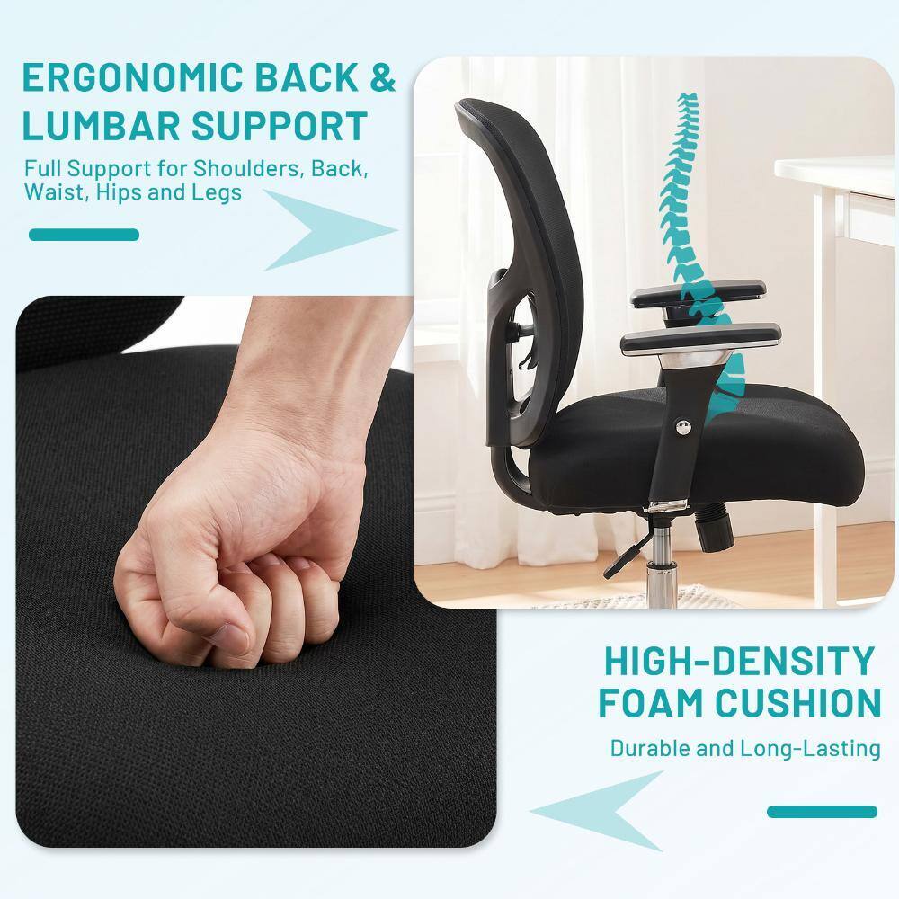 ERGONOMIC BACK & LUMBAR SUPPORT  
Full Support for Shoulders, Back, Waist, Hips and Legs  

HIGH-DENSITY FOAM CUSHION  
Durable and Long-Lasting
