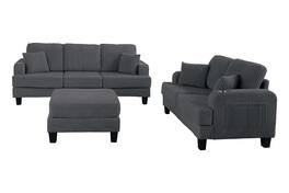 Boyel Living - 84.64 in. Wide Straight Arm 3-Seat Fabric Sectional Sofa with Ottoman, USB Port and Cup Holder - Dark Gray