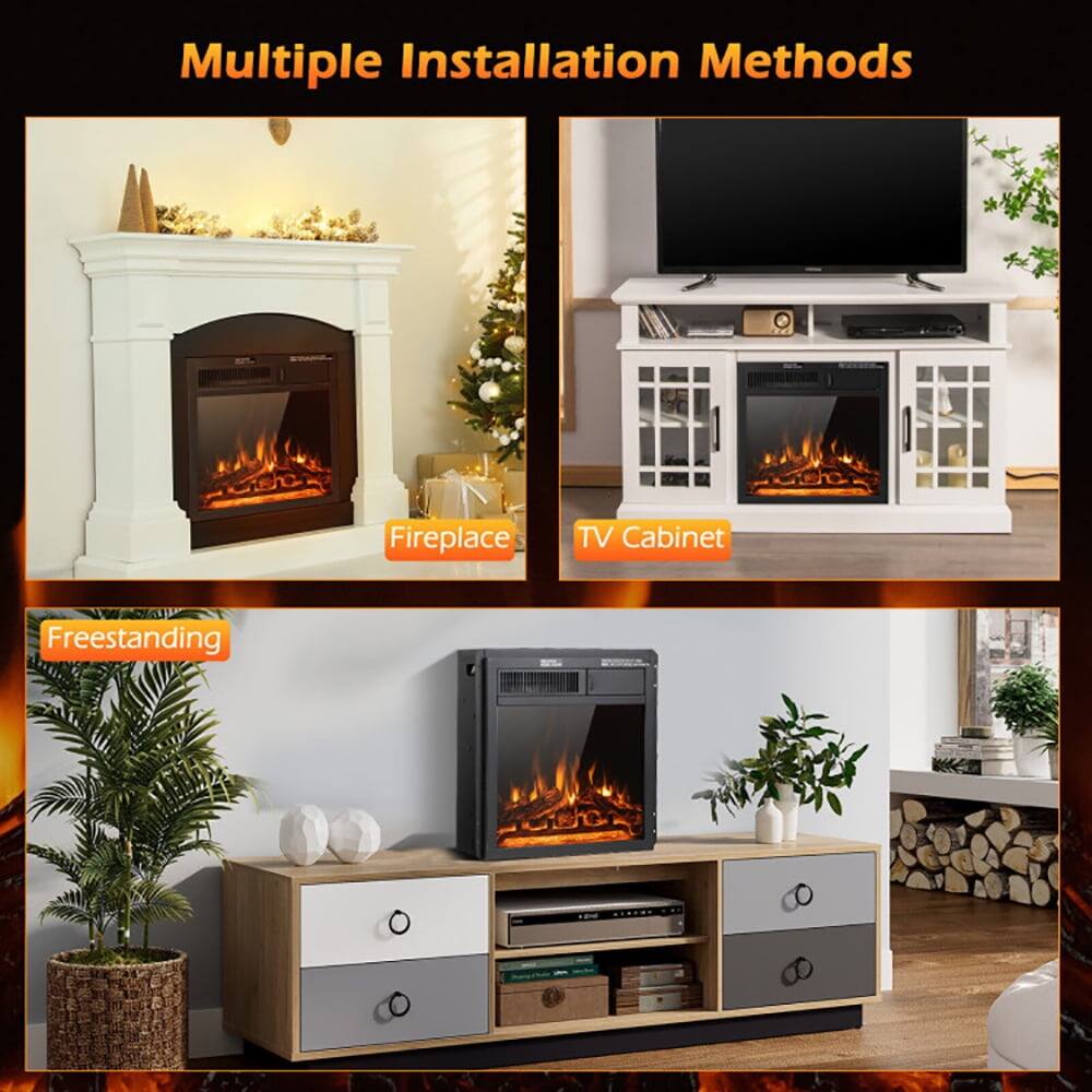 Multiple Installation Methods

- Fireplace
- TV Cabinet
- Freestanding