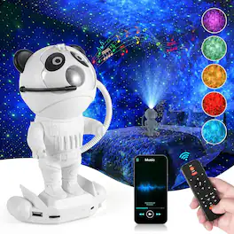Rossetta - Astronaut Shape Projector Lamp with Adjustable Projection Angle & Timer, LED Lamp for Kids - White