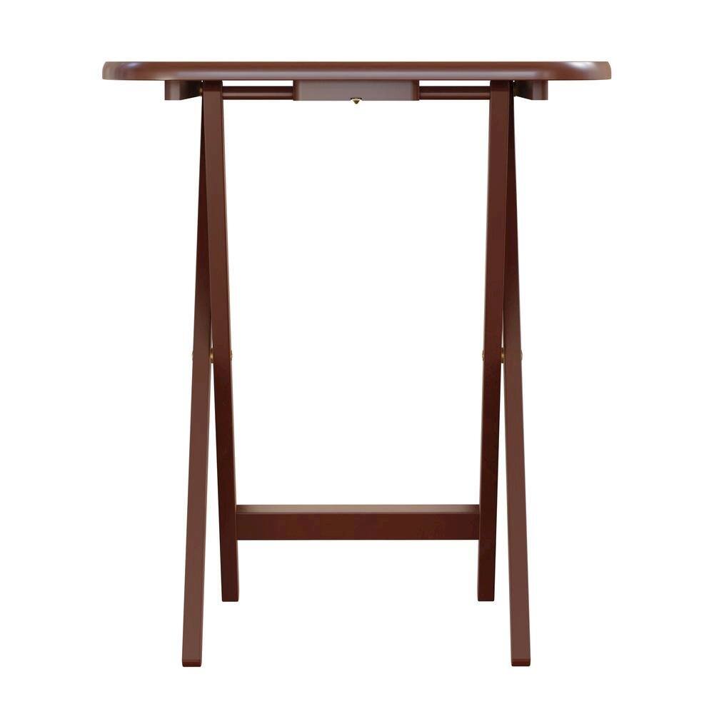 Alt View 1. FurniFact - Walnut Snack Table Set – Folding TV Trays with Stand for Dining & Work - Walnut.