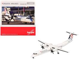 Herpa - Bombardier Q400 Commercial Aircraft Croatia Airlines (9A-CQE) 1/200 Diecast Model Airplane - White with Tail Graphics