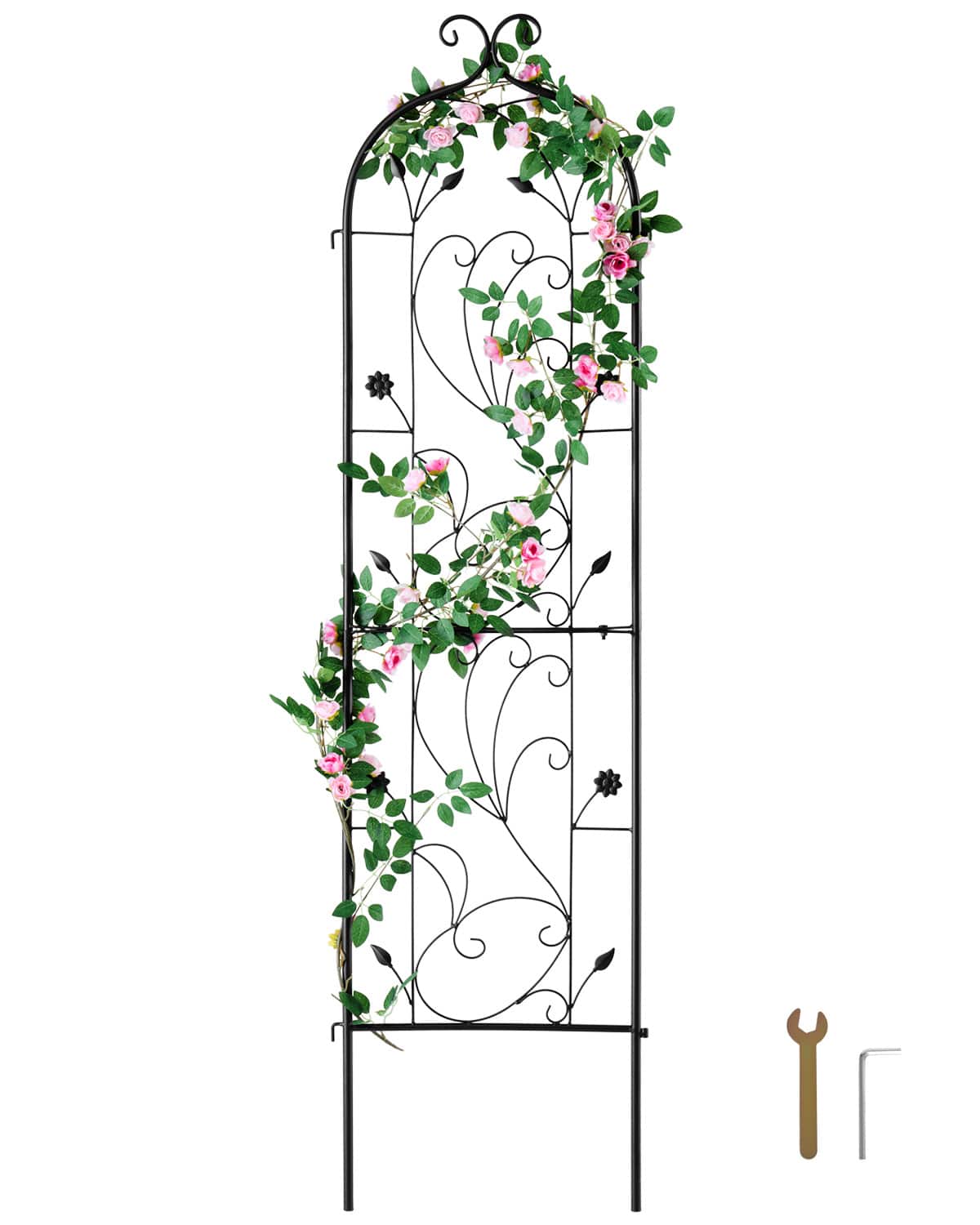 VEVOR - Garden Trellis for Climbing Plants, 60 x 15 in, Rustproof Metal Garden Flower Trellis, Outdoor Climbing Rose Cucumbers - Black