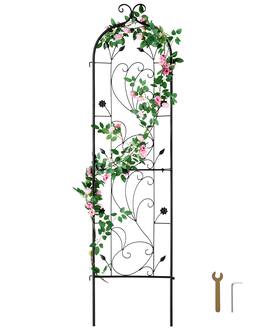 VEVOR - Garden Trellis for Climbing Plants, 60 x 15 in, Rustproof Metal Garden Flower Trellis, Outdoor Climbing Rose Cucumbers - Black