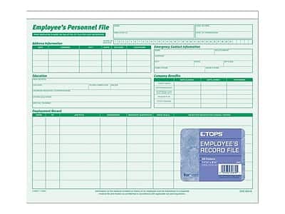 TOPS - Employee Record File Straight Cut, 20/Pack - White/Green