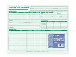 TOPS - Employee Record File Straight Cut, 20/Pack - White/Green