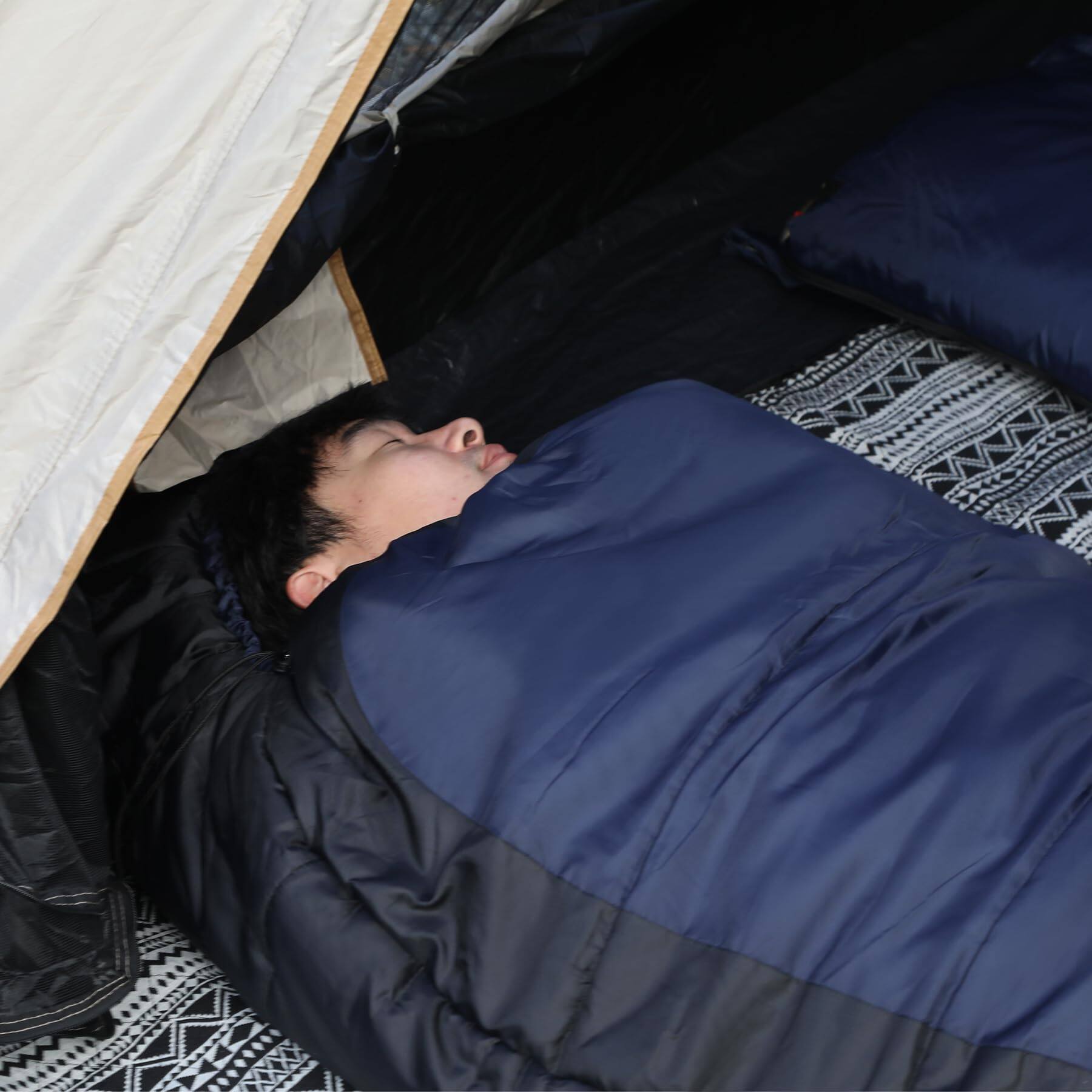 Alt View 8. Dapper Styles - Cold Weather Mummy Sleeping Bag Warm Flannel Cotton Filling 210T Polyester Grid Anti CoatingImportedPremium... - Navy Blue with 2lbs Filling.