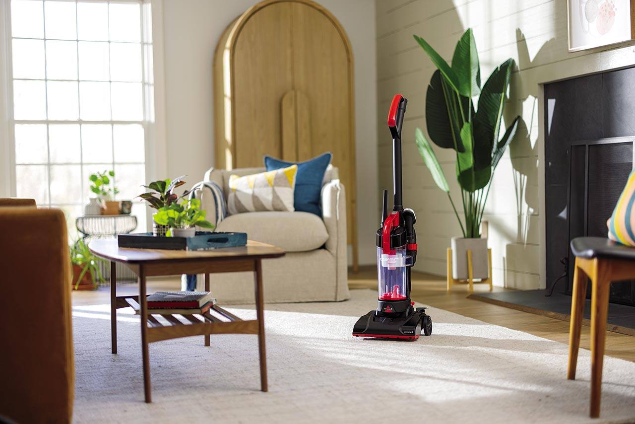 Left. BISSELL - BISSELL CleanView® Compact Upright Vacuum - Black / Red.
