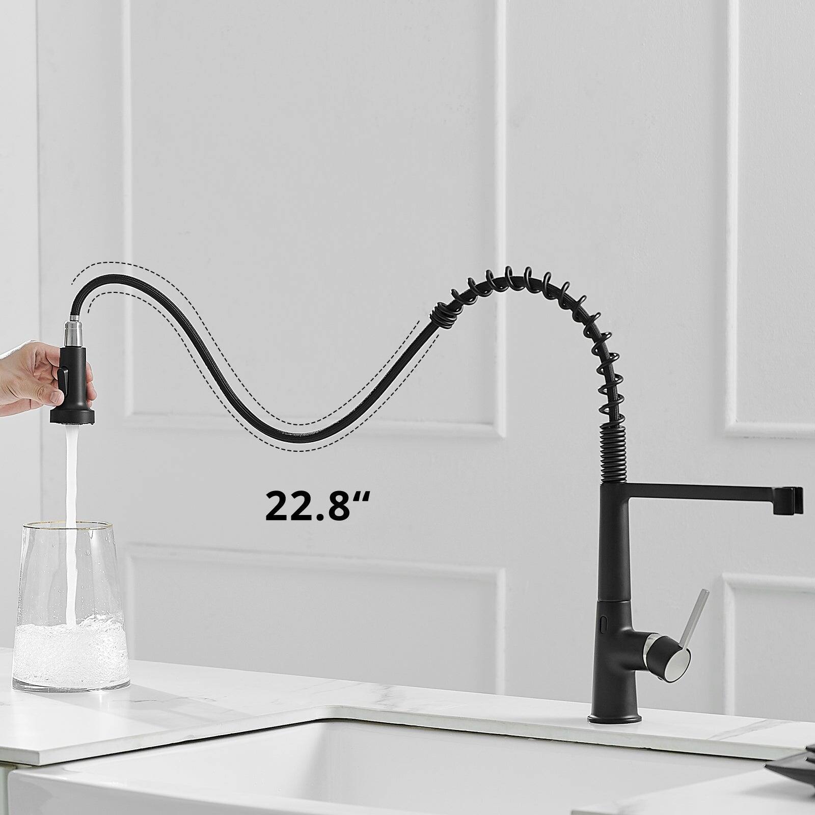 Alt View 5. Boyel Living - Matte Black 2 Spray Patterns 1.8 GPM Single Handle Touchless Pull Down Sprayer Kitchen Faucet - Matte Black.