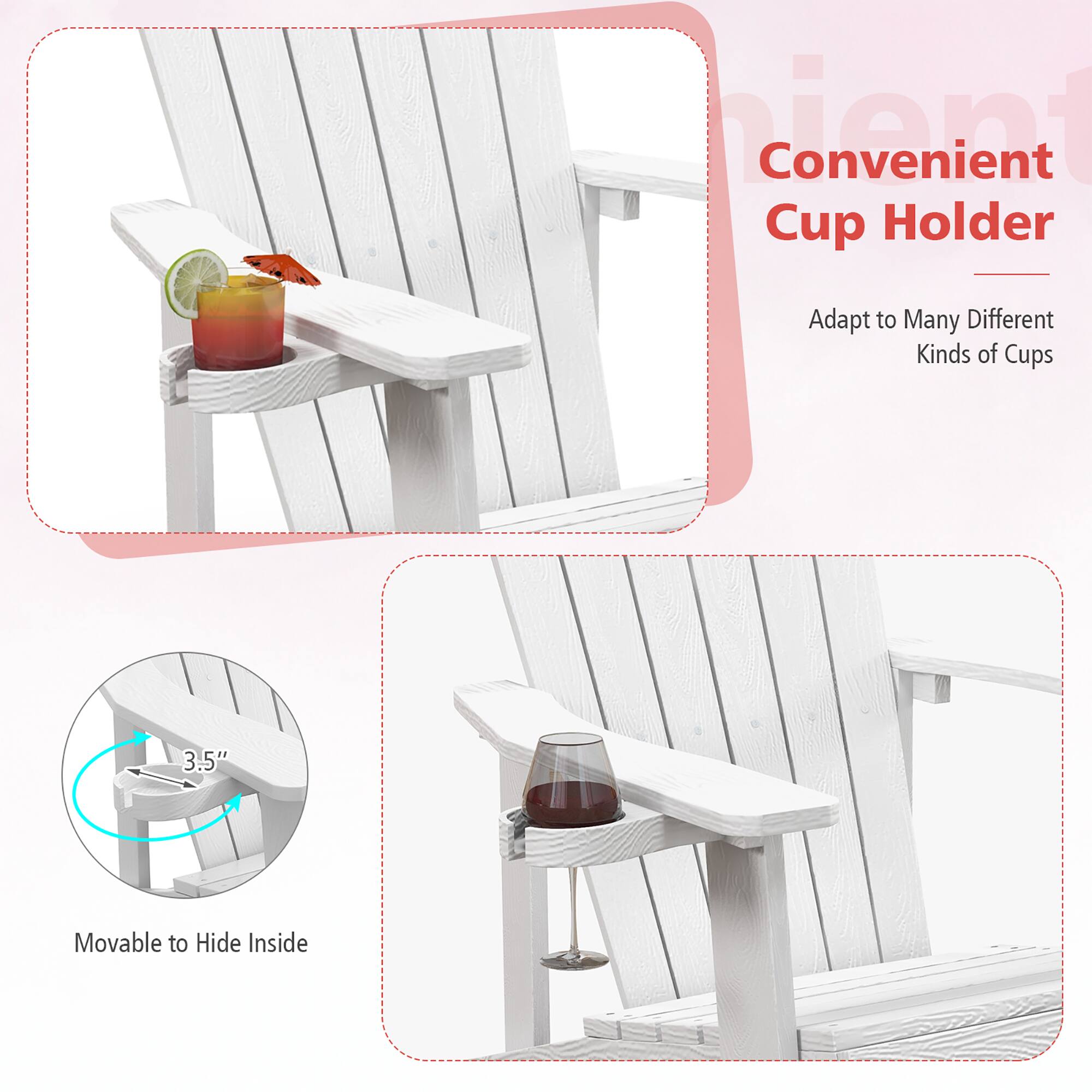 Convenient Cup Holder, Adapt to Many Different Kinds of Cups, 3.5", Movable to Hide Inside