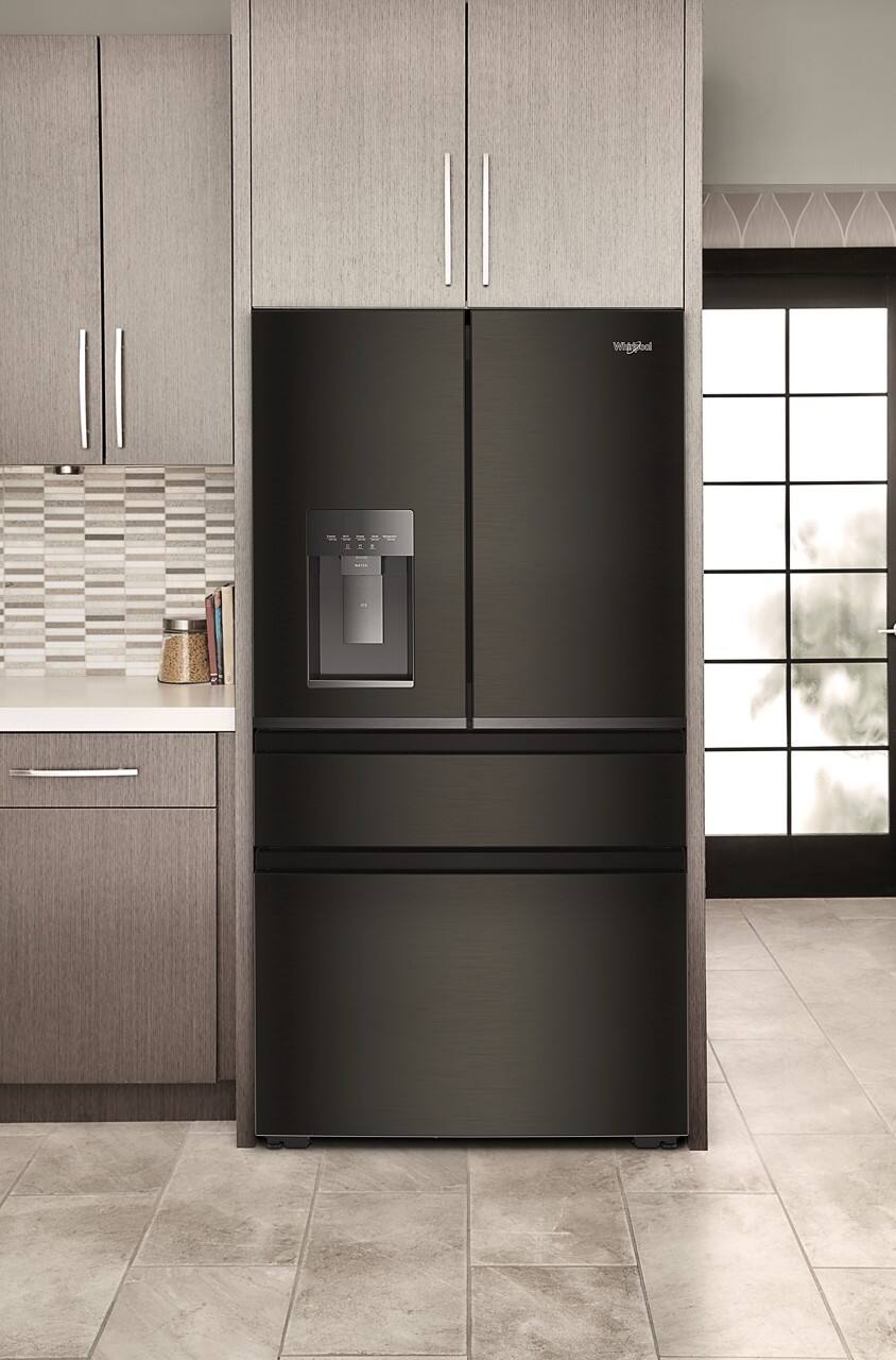 Alt View 9. Whirlpool - 22 Cu. Ft. 4-Door French Door Counter-Depth Refrigerator - Black Stainless Finish.