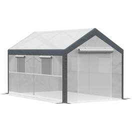 Outsunny - 12' x 7' x 7' Greenhouse, Walk-in Outdoor Tunnel Green House with PE Cover, Steel Frame