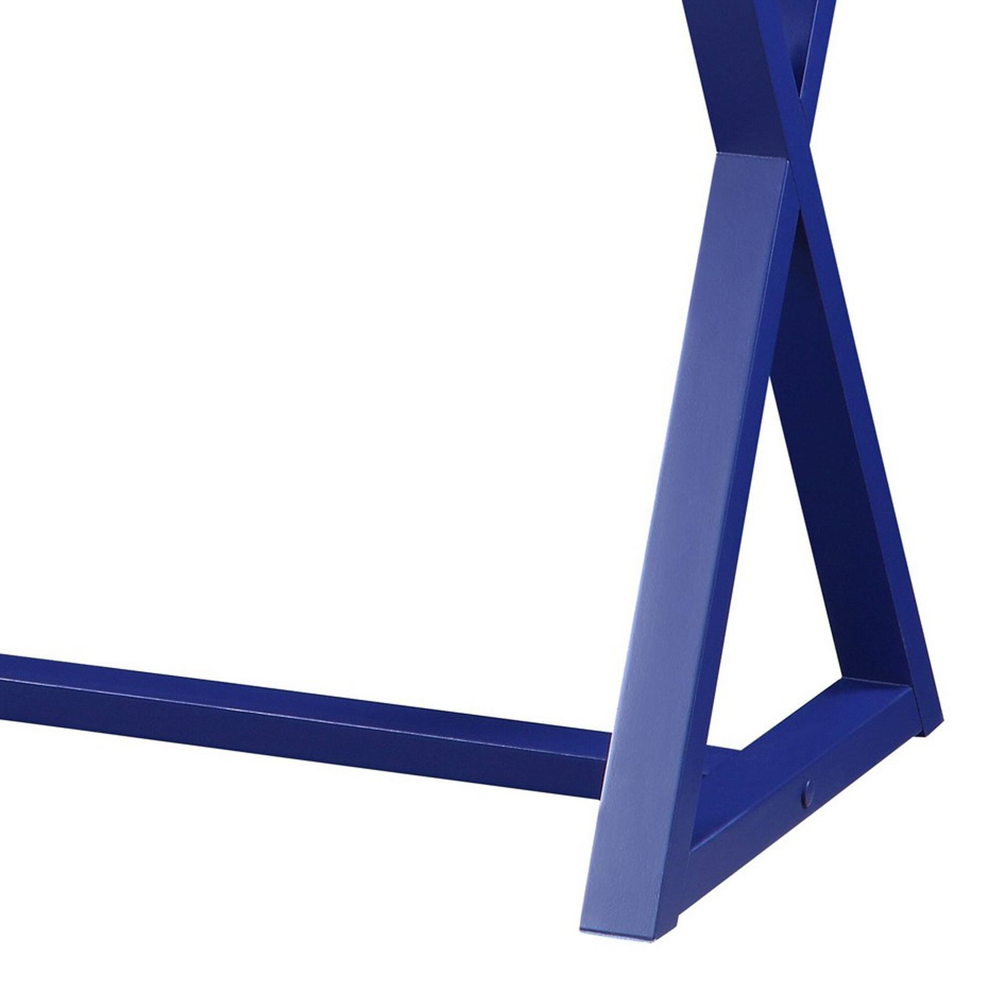 Back. Manhattan Lane - Writing Desk with X Base and 1 Center Drawer, Blue - Blue.