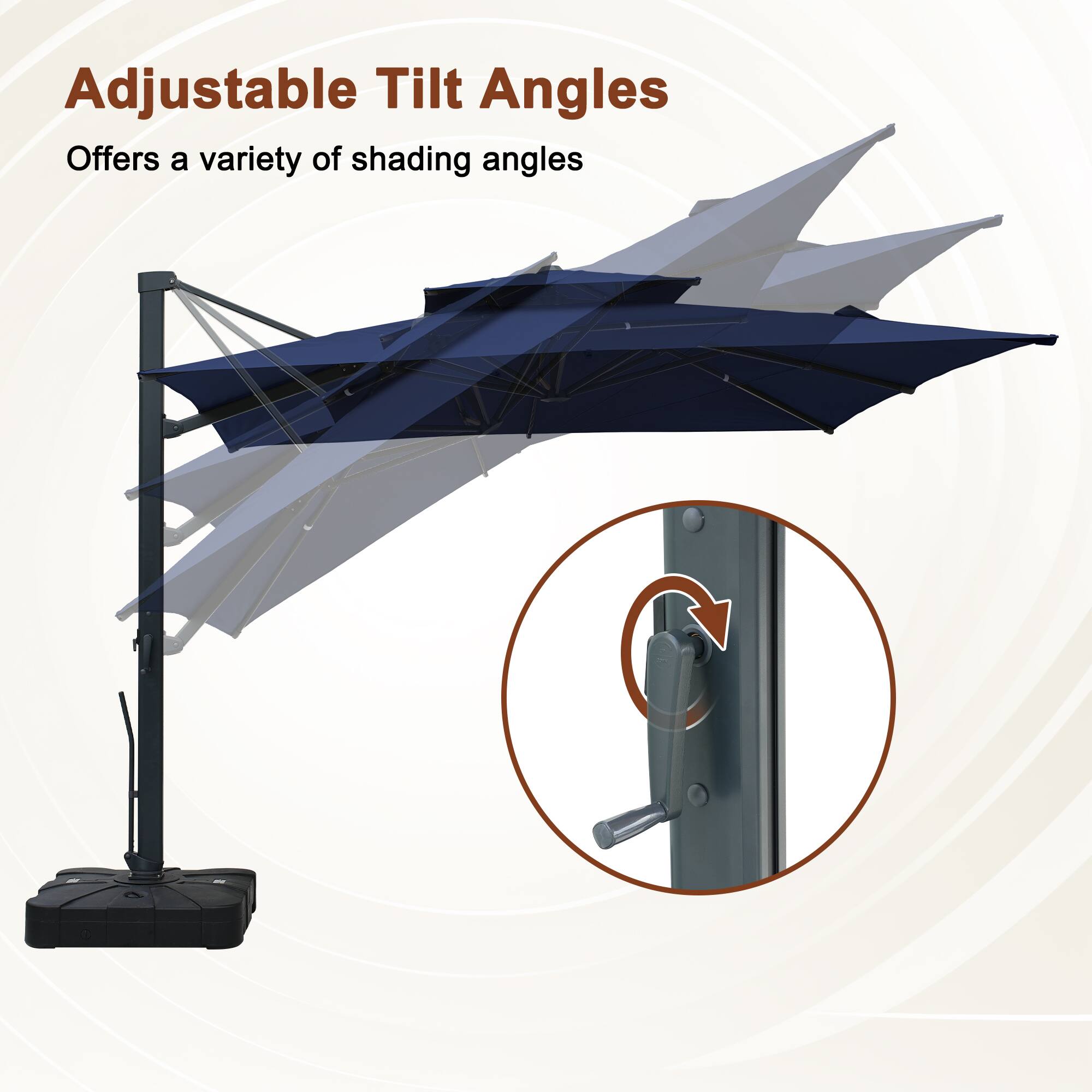 Adjustable Tilt Angles  
Offers a variety of shading angles