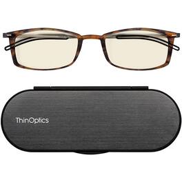 ThinOptics - Brooklyn 1.5 Strength Blue Light Blocking Glasses with Black Milano Case - Tortoise