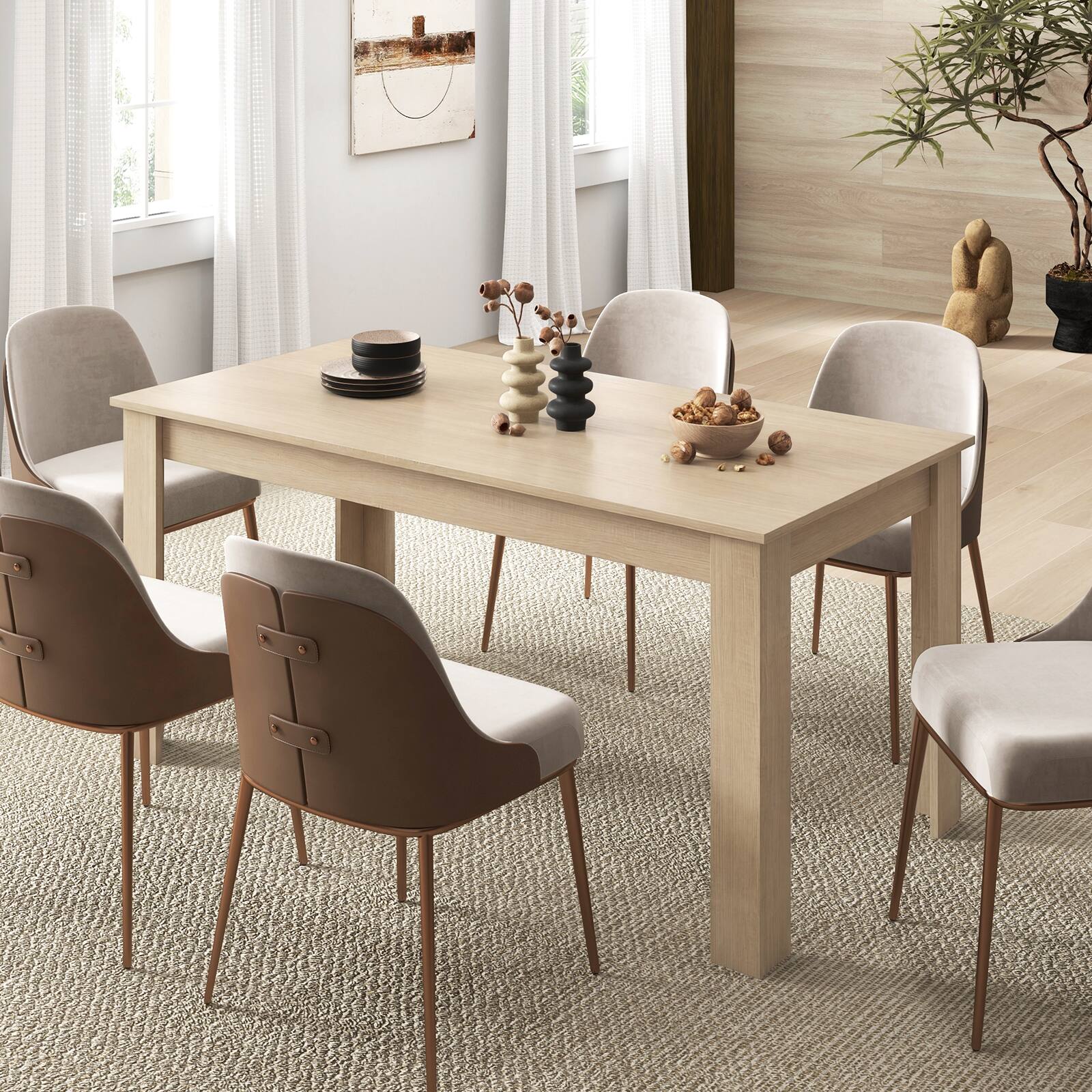 Alt View 1. Gymax - Gymax 63'' Dining Table Rectangular Modern Kitchen Table For 6 People Home Furniture - Oak.