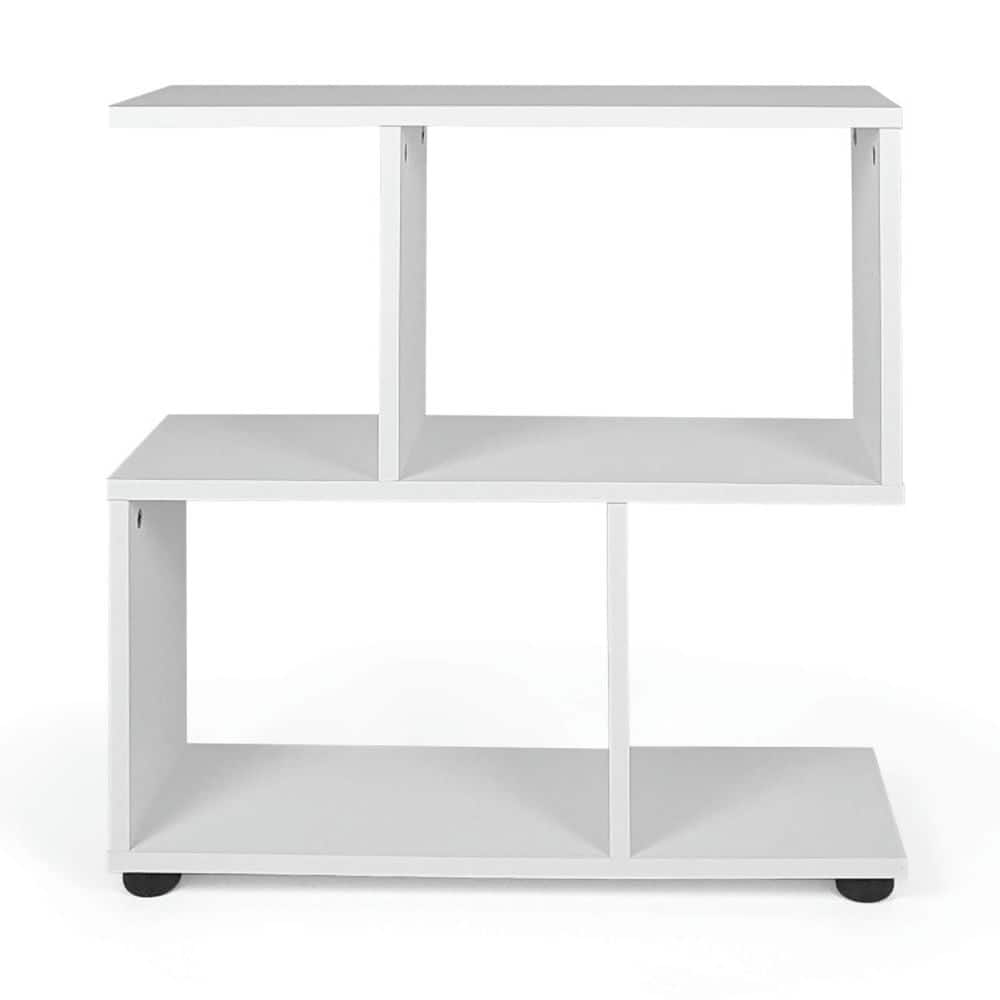 Kadyn - Open Bookcase Book Shelf,Storage Shelf Unit Plant Stand,24 Inch 3-Tier Geometric Bookshelf with Thick Foot Pads - White