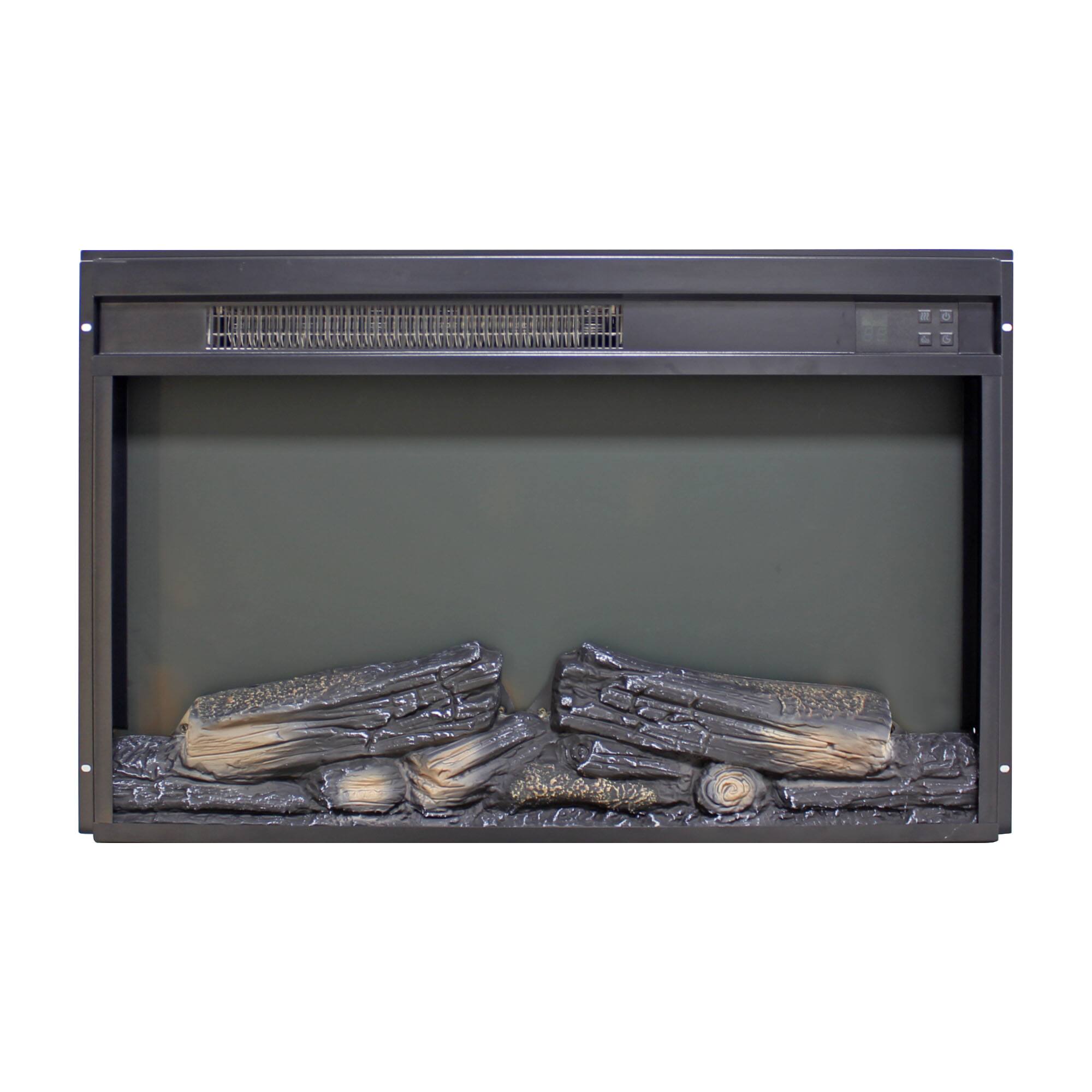 Back. Mondawe - 26" Ultra-Thin Electric Fireplace Insert w/ Heater, Log Set, Remote, Timer, CSA/UL Certified - Black.
