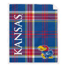 Pegasus - Kansas Jayhawks 50" x 60" Playmaker Plaid Ultra Cozy Sherpa Throw - Multicolor
