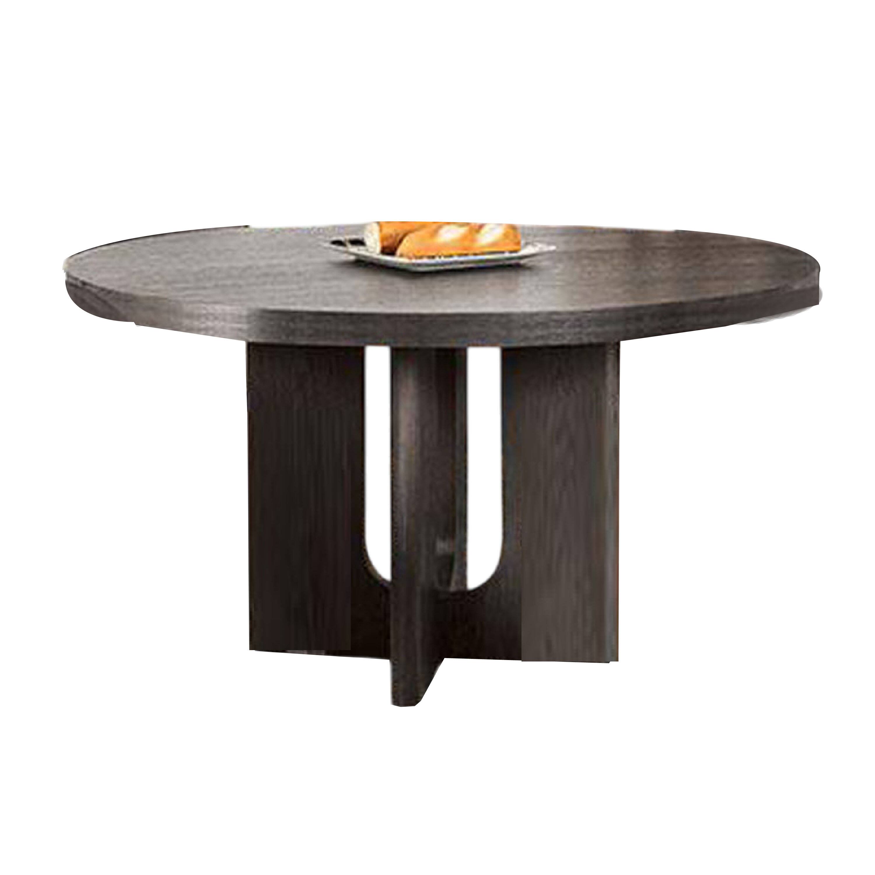 Front. Manhattan Lane - Zoko Round Dining Table, Pedestal Base, Ash Gray, Solid Wood 54 Inch - Ash Gray.