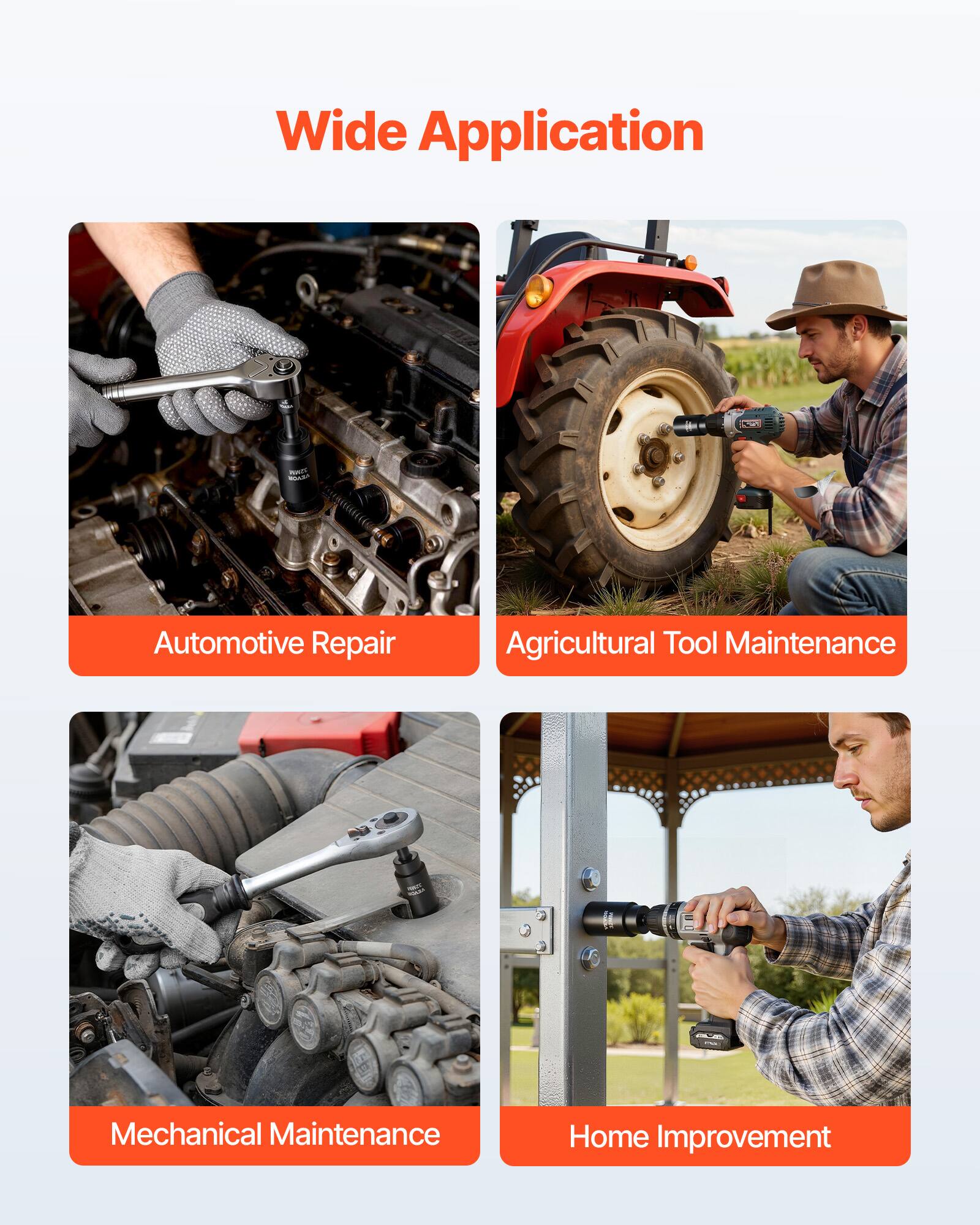 Wide Application  
Automotive Repair  
Agricultural Tool Maintenance  
Mechanical Maintenance  
Home Improvement