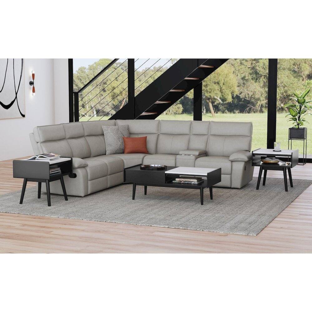 Alt View 5. Picket House Furnishings - Indina End Table with White Marble Top in Black - Black.
