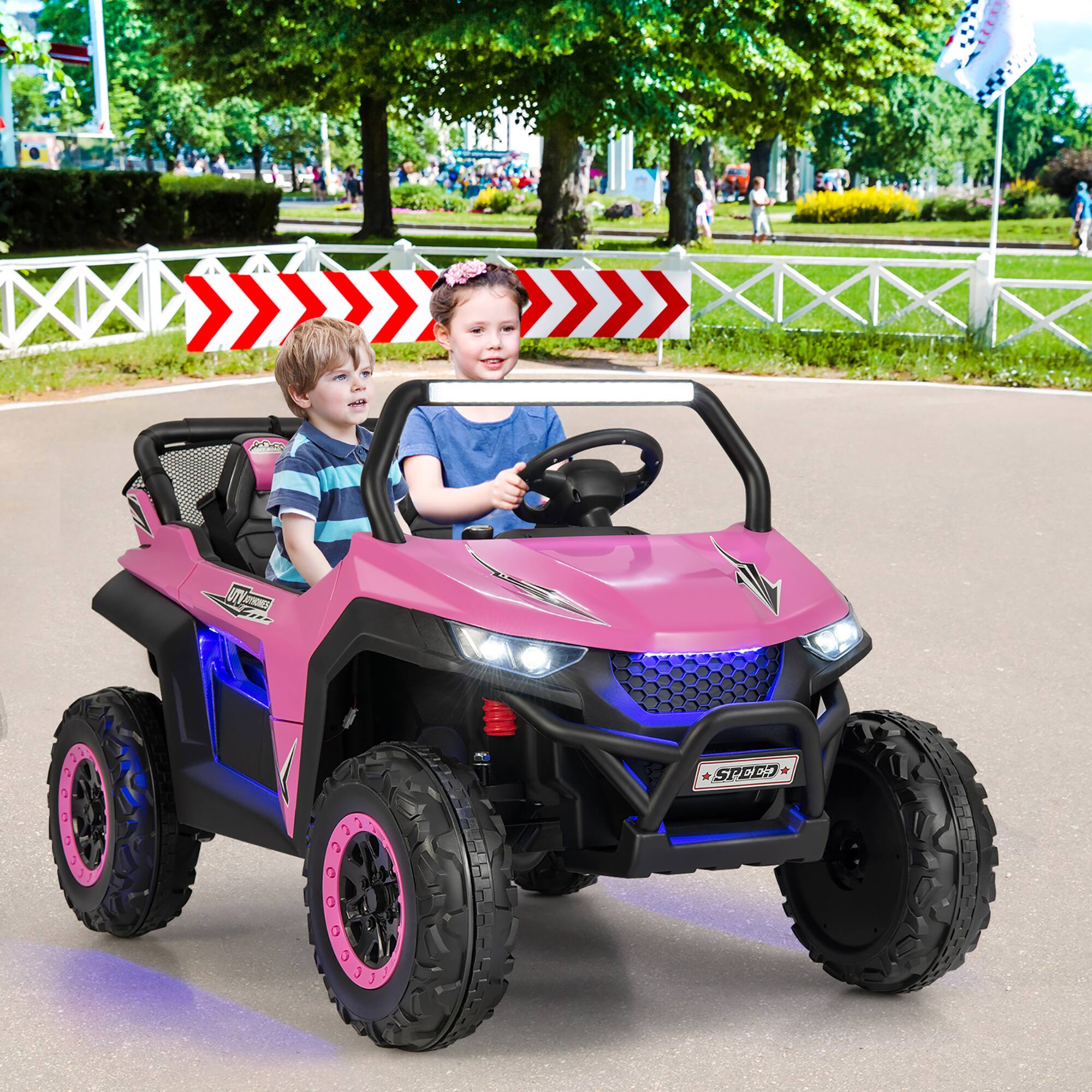 Alt View 1. Costway - Costway 12V 2-Seater Kids Ride On UTV RC Electric Vehicle Suspension w/Lights & Music - Pink.