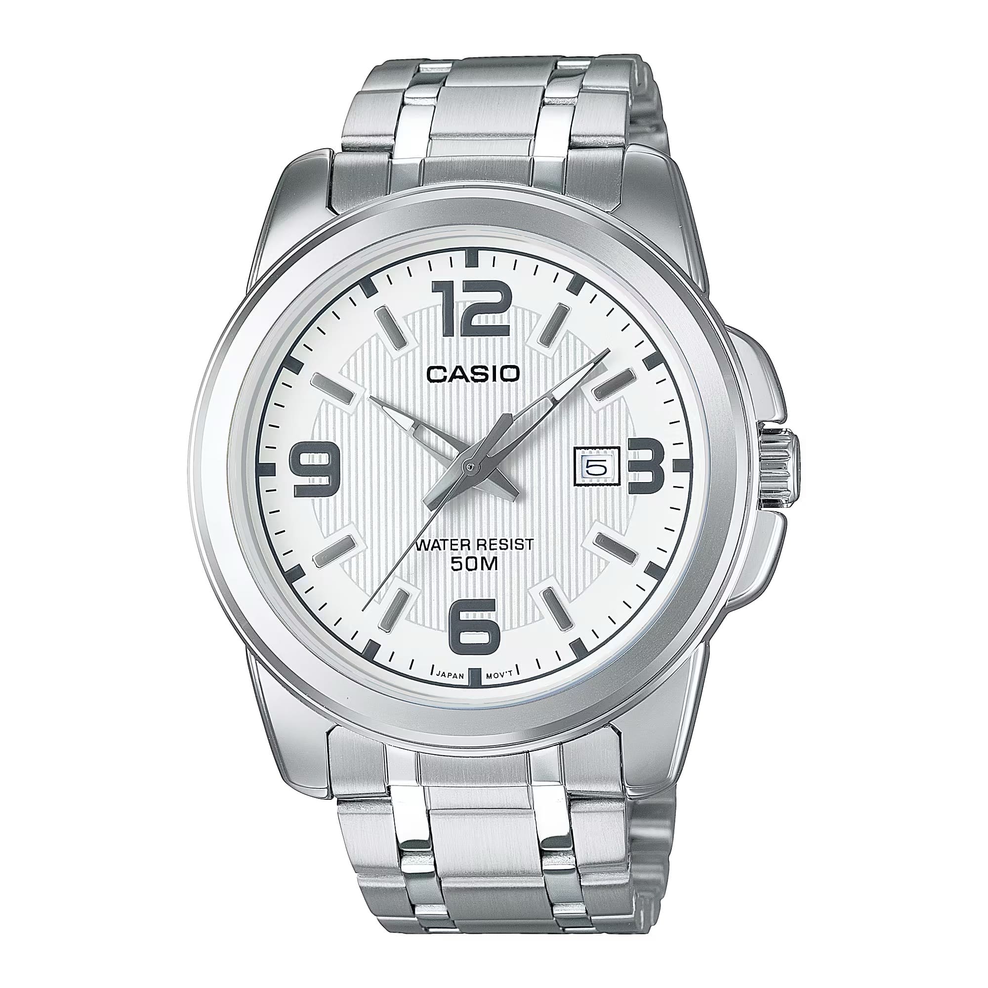 Casio - Men’s White Dial Stainless Steel Bracelet Watch - MTP-1314D-7AV - Silver price history on PriceWatchPro