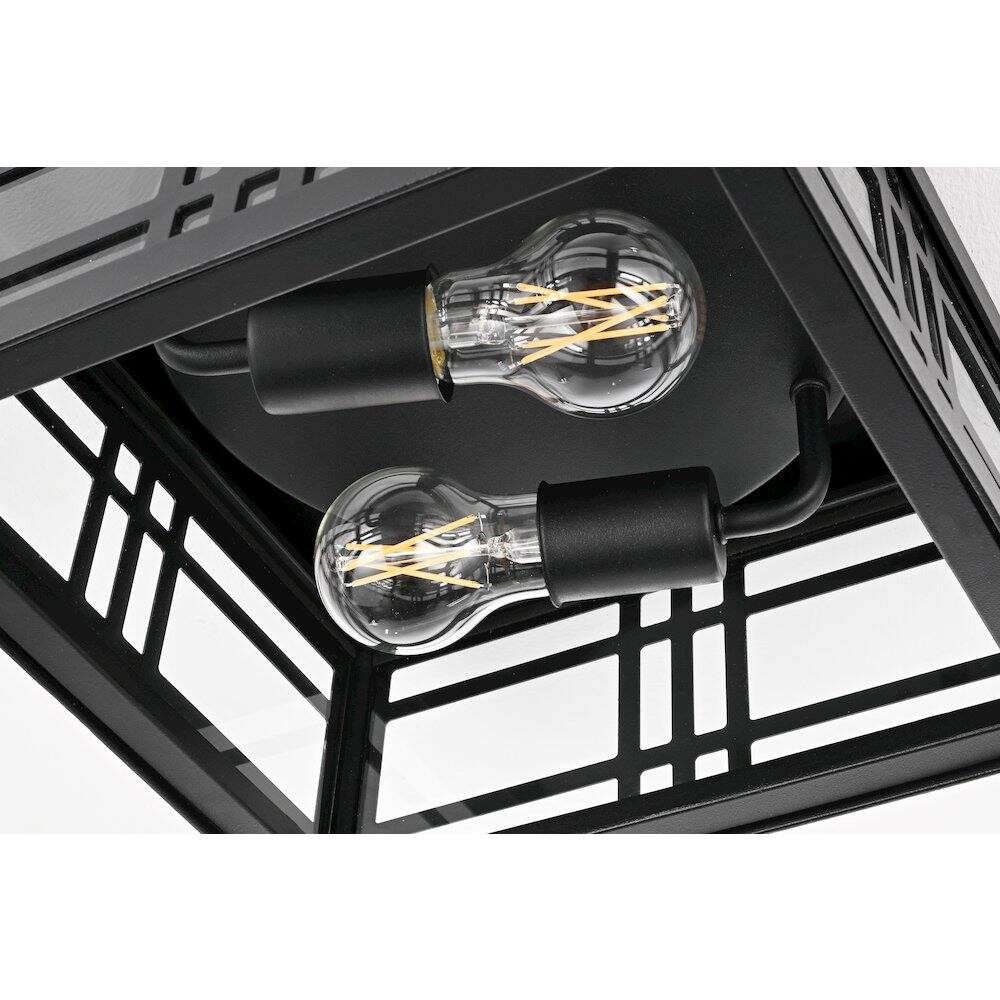 Alt View 1. Elegant Lighting - Harley 11 inch Outdoor Flush Mount Ceiling Light in Black - Black And Clear.
