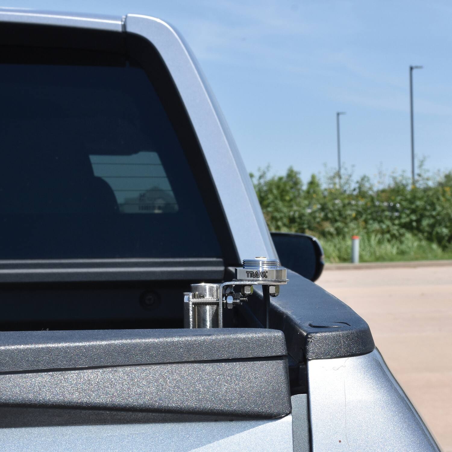 Back. Tram - Stainless Steel NMO Mirror Mount Single Groove, 17-Ft Coaxial Cable, PL-259 Connector - Steel.