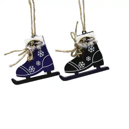 Front. The Memory Company - Baltimore Ravens Two-Pack Ice Skate Ornament Set - Multicolor.