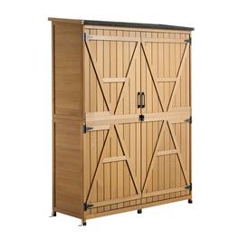 VEVOR - Outdoor Storage Shed, 49.41" x 63.98" Wood Garden Tool Shed with Lockable Doors & Sloped Roof - Brown