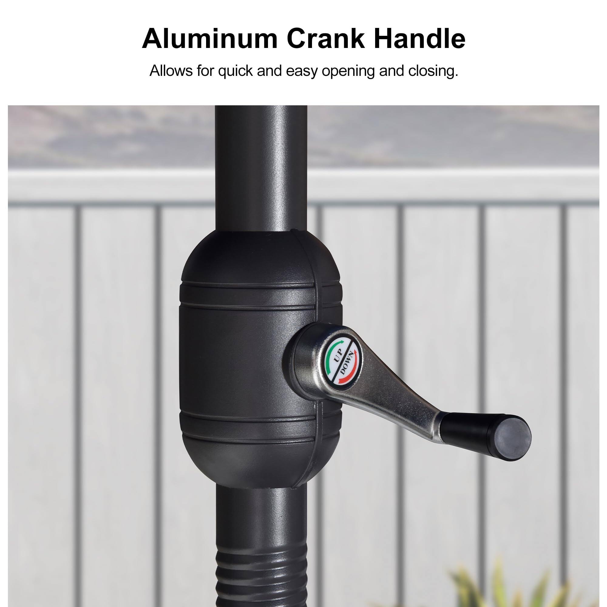 Aluminum Crank Handle  
Allows for quick and easy opening and closing.