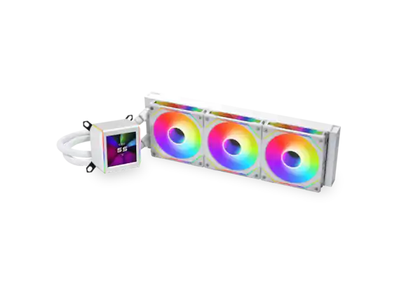 Front. Lian Li - LIAN LI Galahad II LCD SL-INF 360 White Liquid Cooler, Intel LGA 1851/1700/1200 & AMD AM5/AM4 Compatible - GA2ALCD36INW - White.