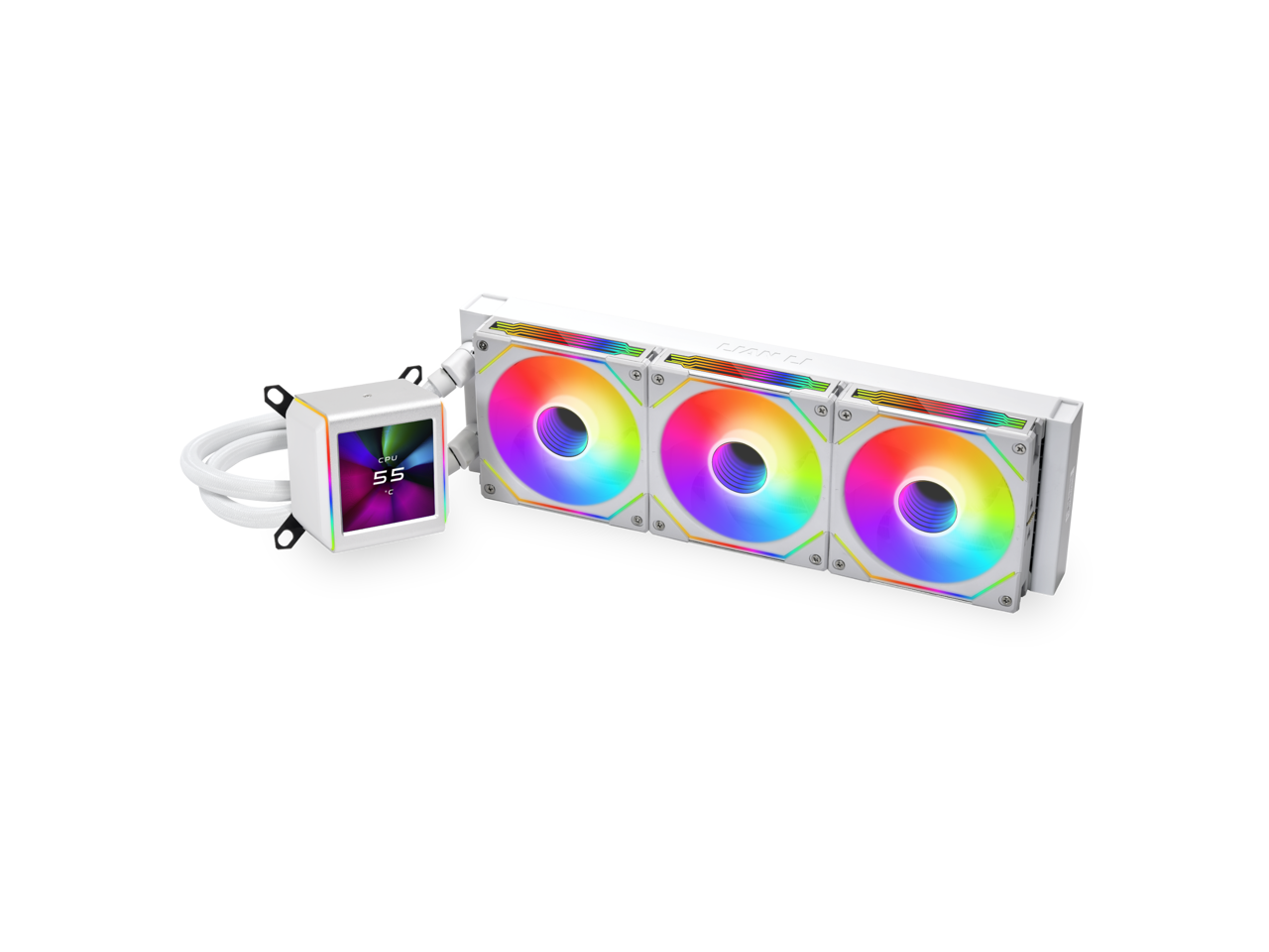 Front. Lian Li - LIAN LI Galahad II LCD SL-INF 360 White Liquid Cooler, Intel LGA 1851/1700/1200 & AMD AM5/AM4 Compatible - GA2ALCD36INW - White.