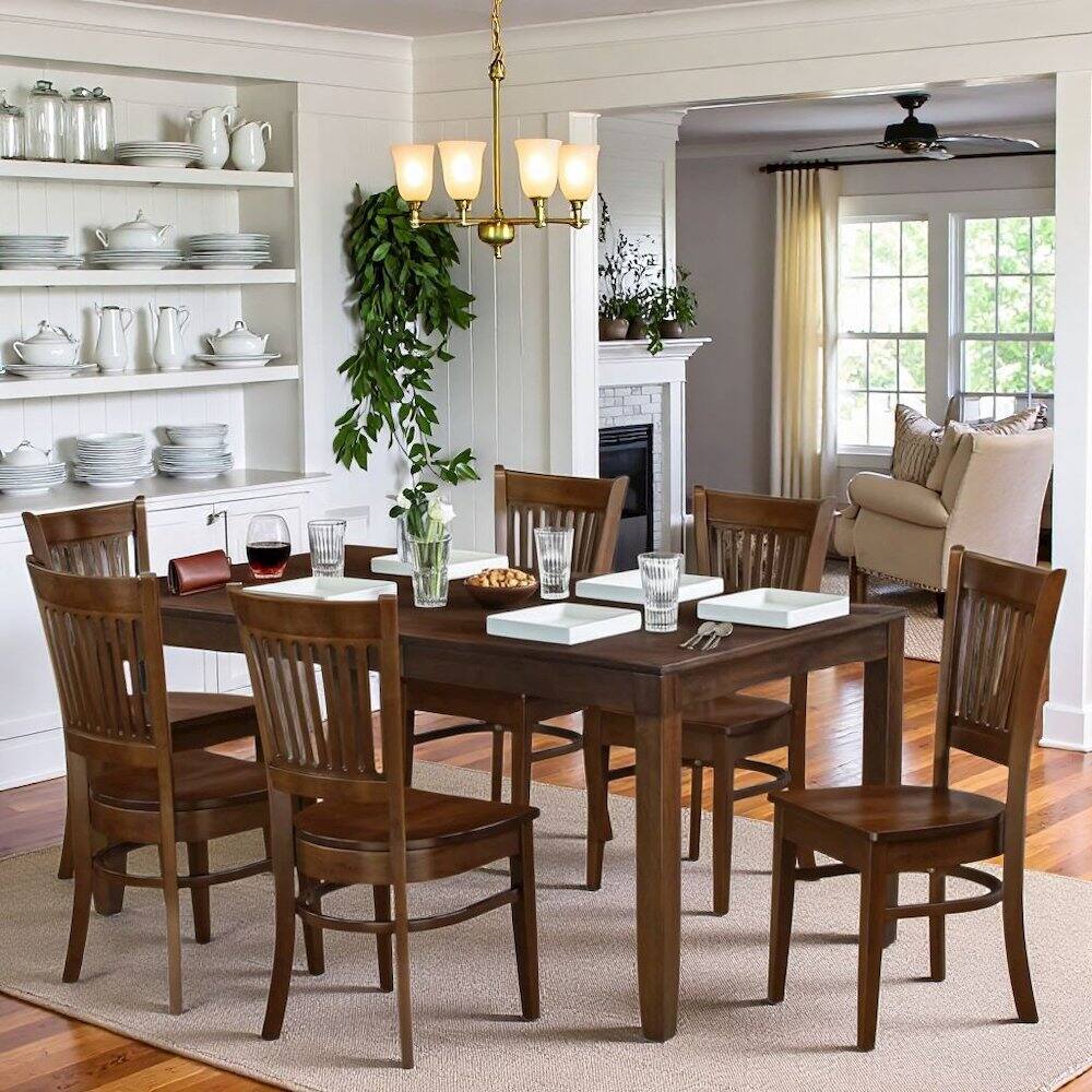 Alt View 6. FurniFact - Espresso Kitchen Table and Chairs Set, 7 Pc Dining Table Set for 6 - Espresso.