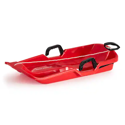 Front. Slippery Racer - Slippery Racer Downhill Thunder Kids Toddler Plastic Toboggan Snow Sled, Red - Red.